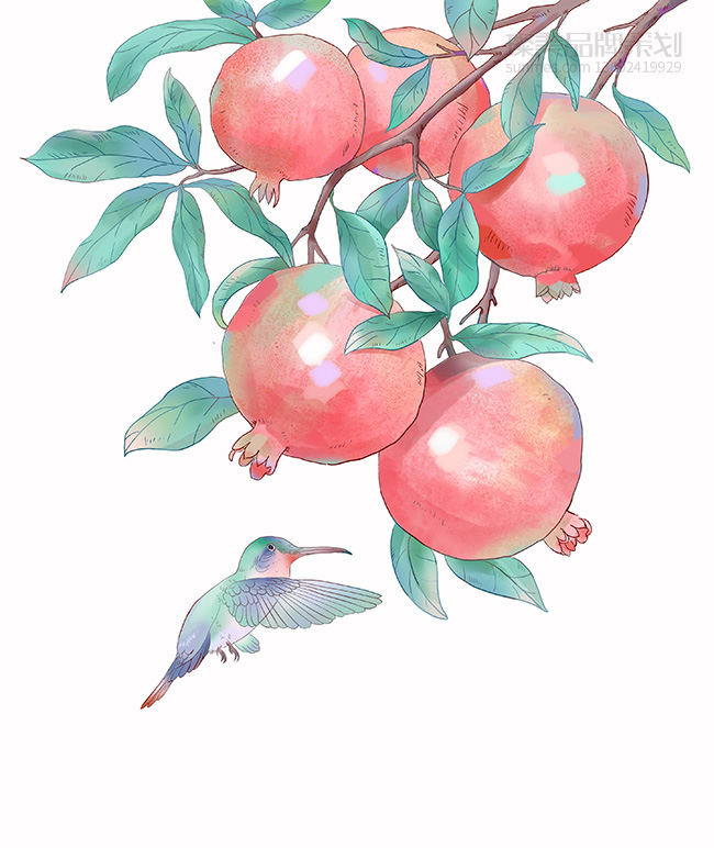 優(yōu)粹護膚植物國潮風(fēng)手繪上色圖